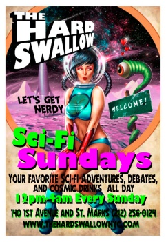 Come join the conversation Every Sunday our bartenders serve up out of this world cocktails with sci-fi classics on the tube. We laugh, we debate and we geek out over everything Comic and Sci-fi alike.